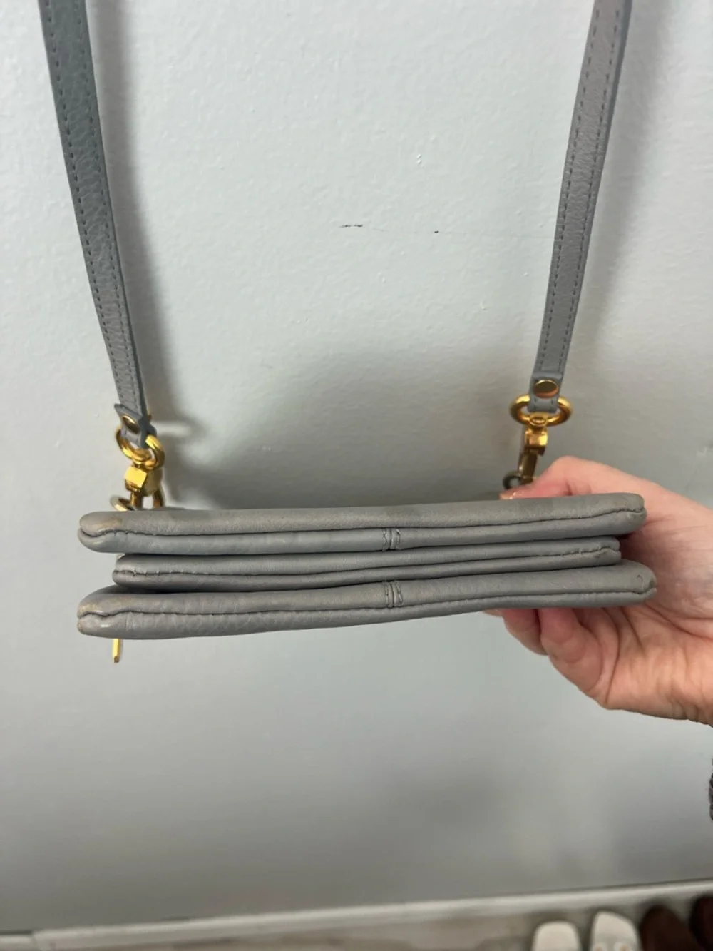 Kelly Tooke Gray Leather Crossbody Bag